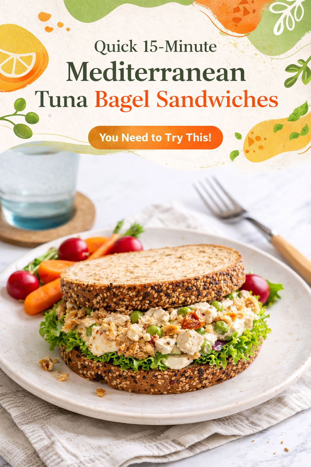 Mediterranean Tuna Bagel Lunch in Minutes