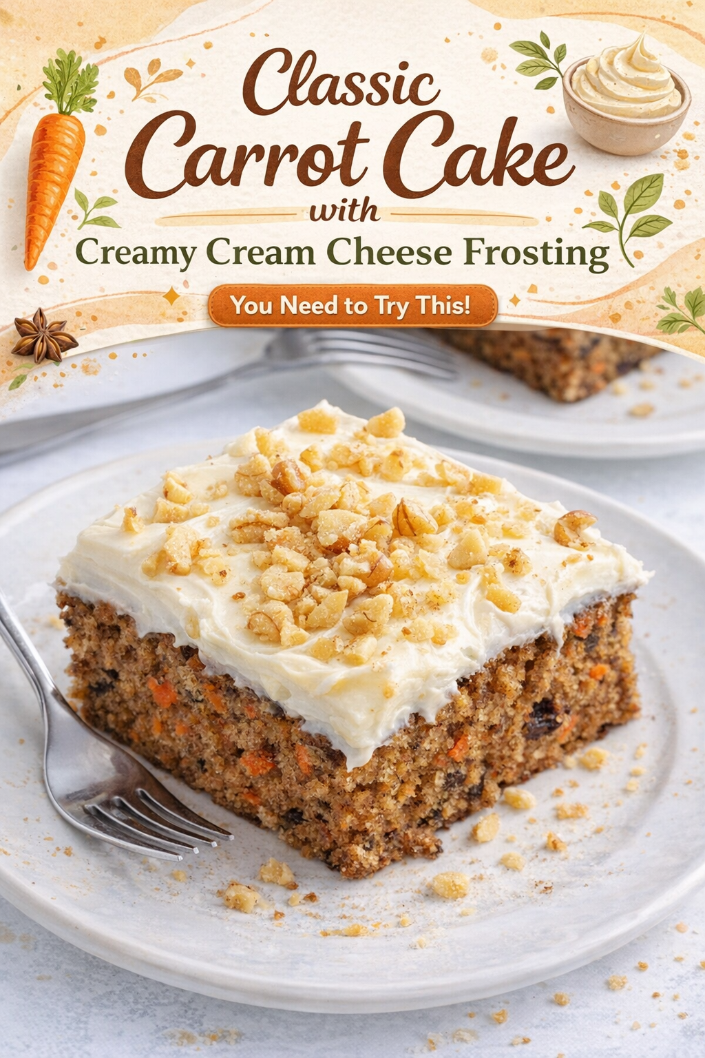 Moist Carrot Cake with Cream Cheese Frosting