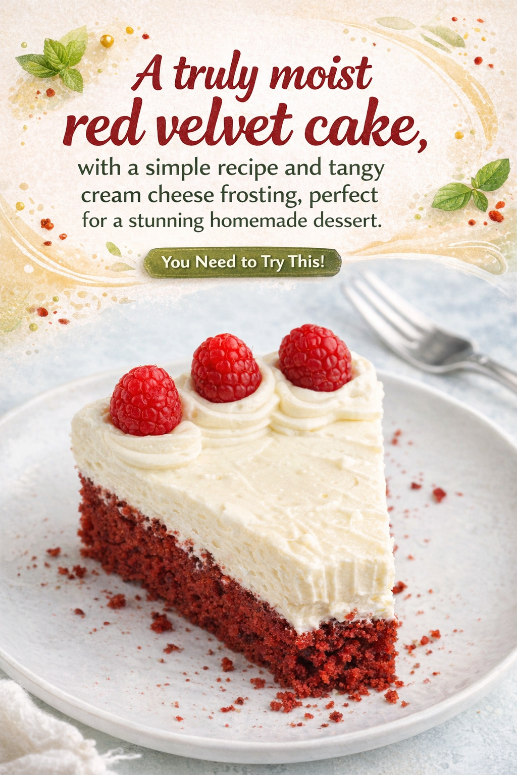 Moist Red Velvet Cake with Tangy Cream Cheese Frosting