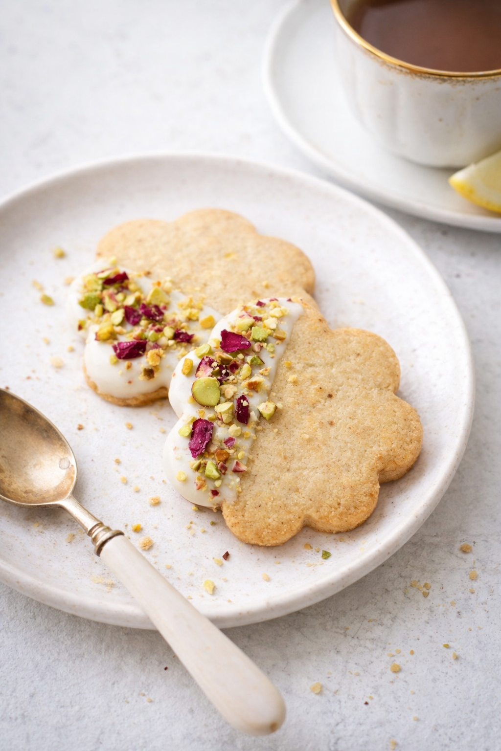 Pistachio Rose Shortbread Delights