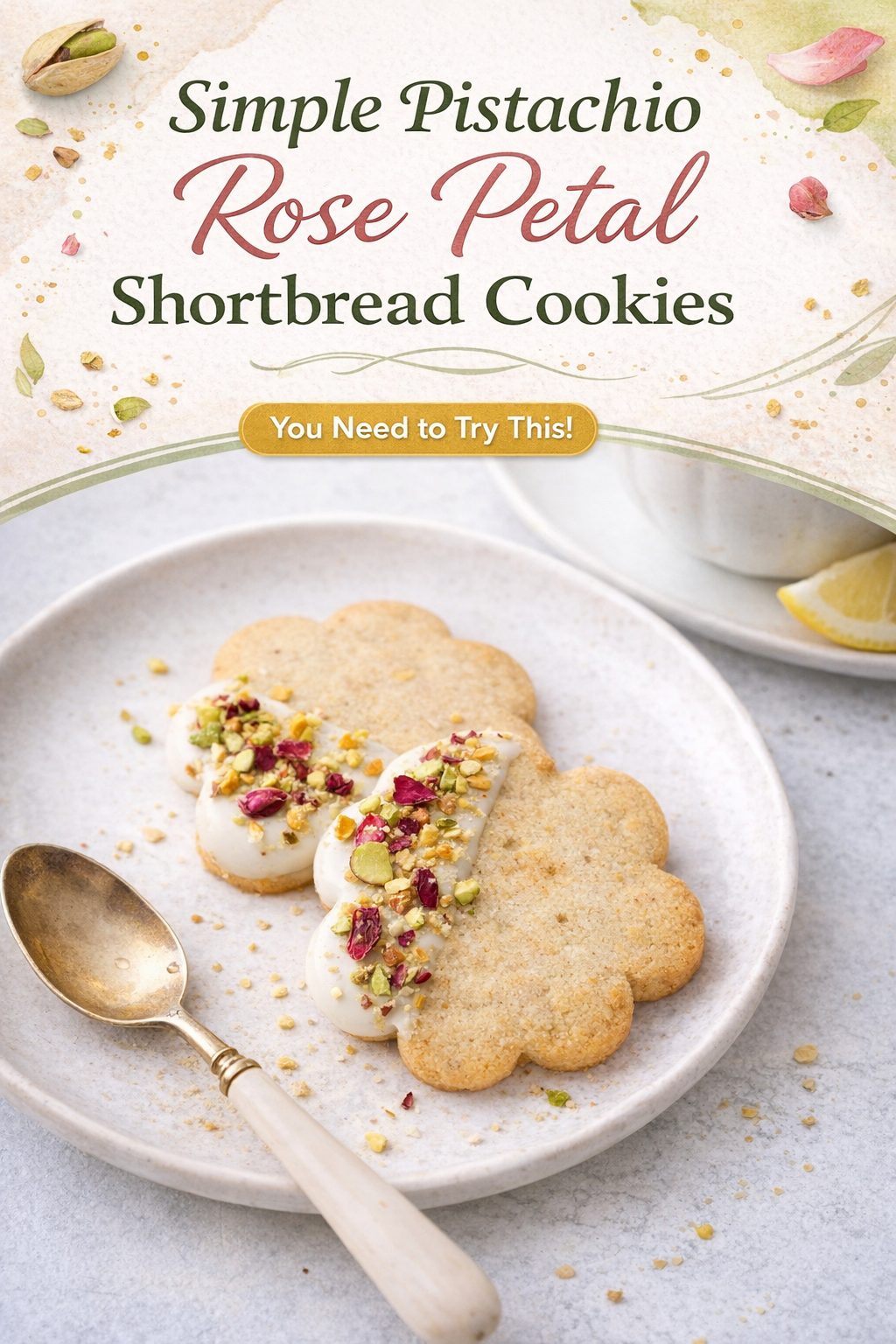 Pistachio Rose Shortbread Delights