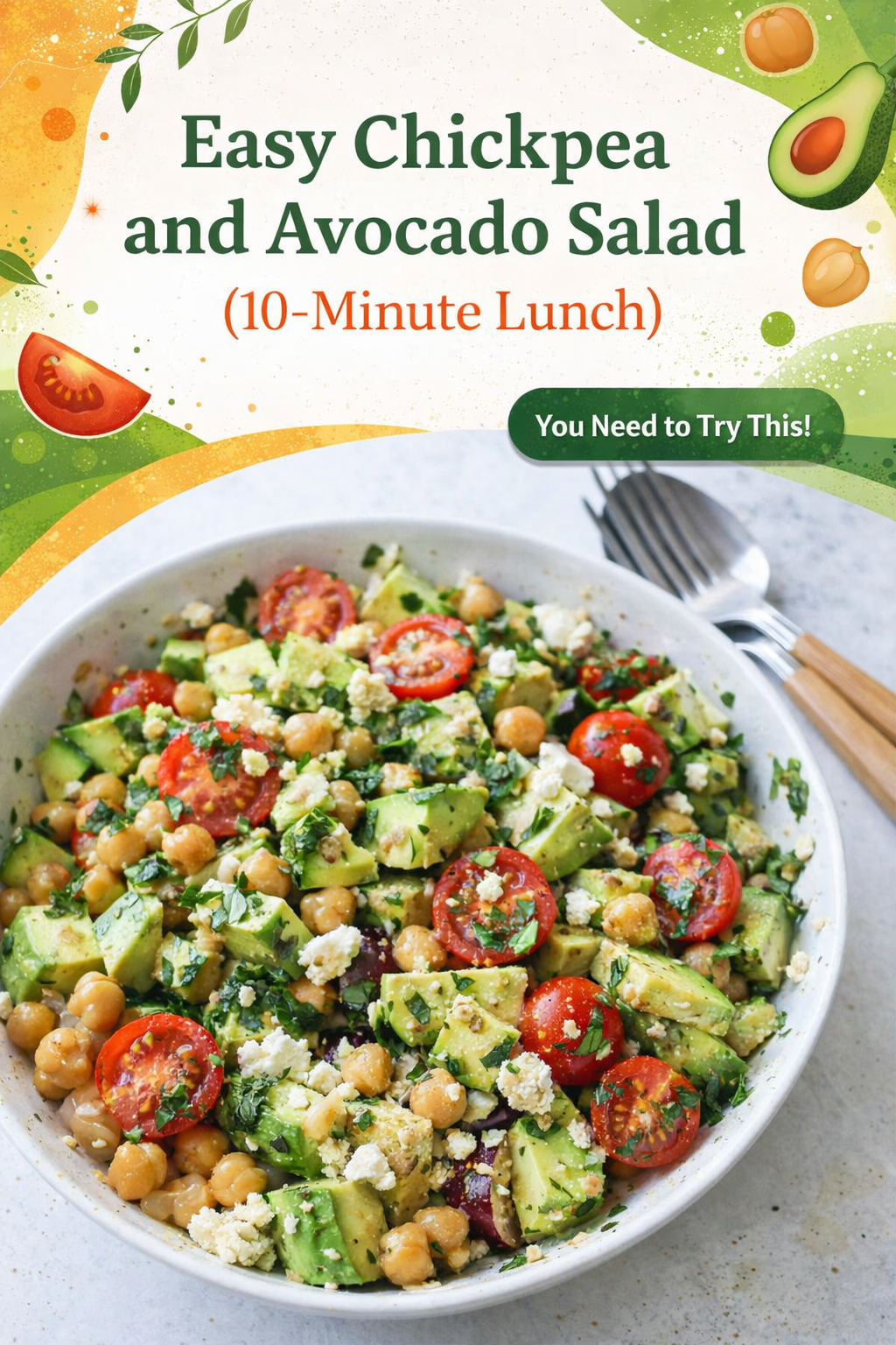 Quick Chickpea Avocado Lunch Salad