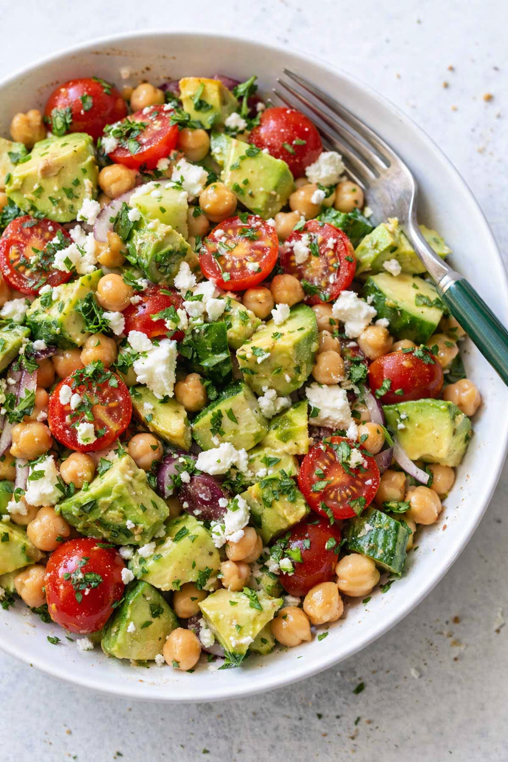 Quick Chickpea Avocado Salad Lunch
