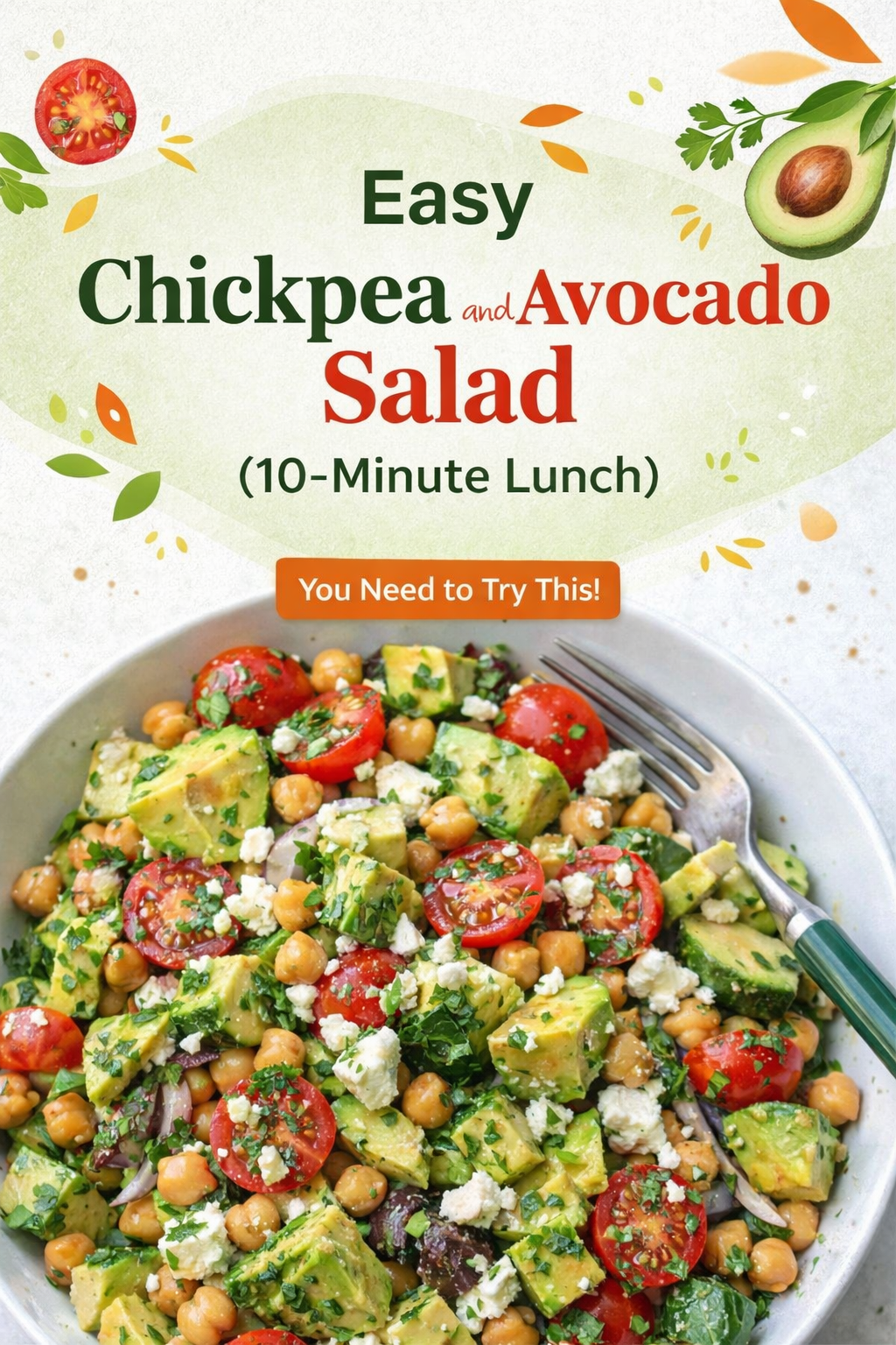 Quick Chickpea Avocado Salad Lunch