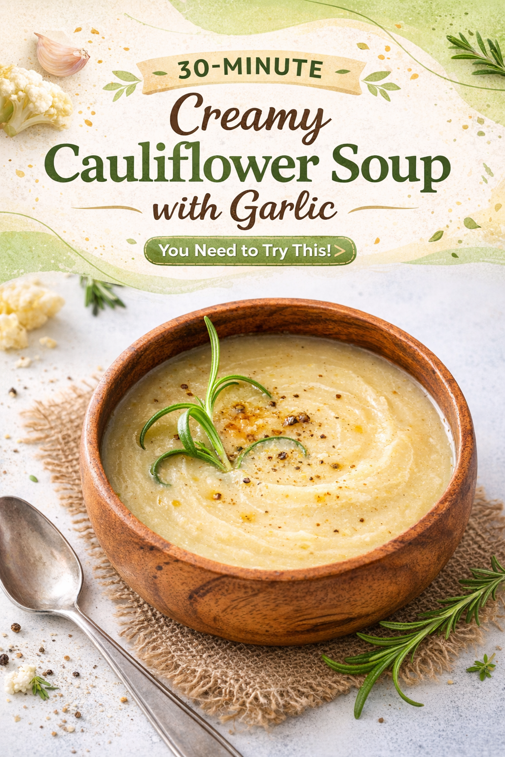 Quick Creamy Garlic Cauliflower Soup