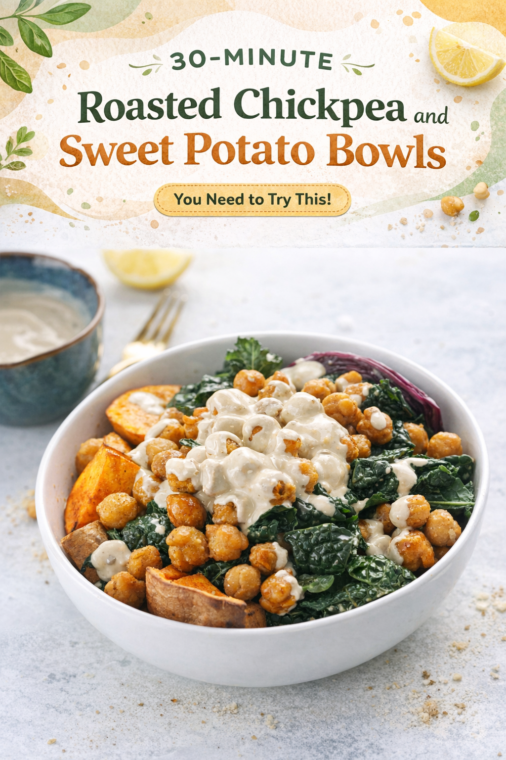 Quick Roasted Chickpea and Sweet Potato Bowls