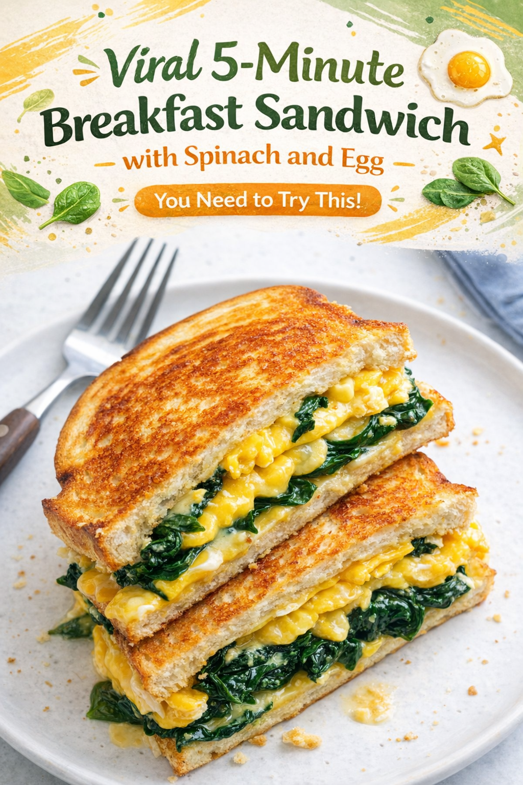 Quick Spinach Egg Breakfast Sandwich