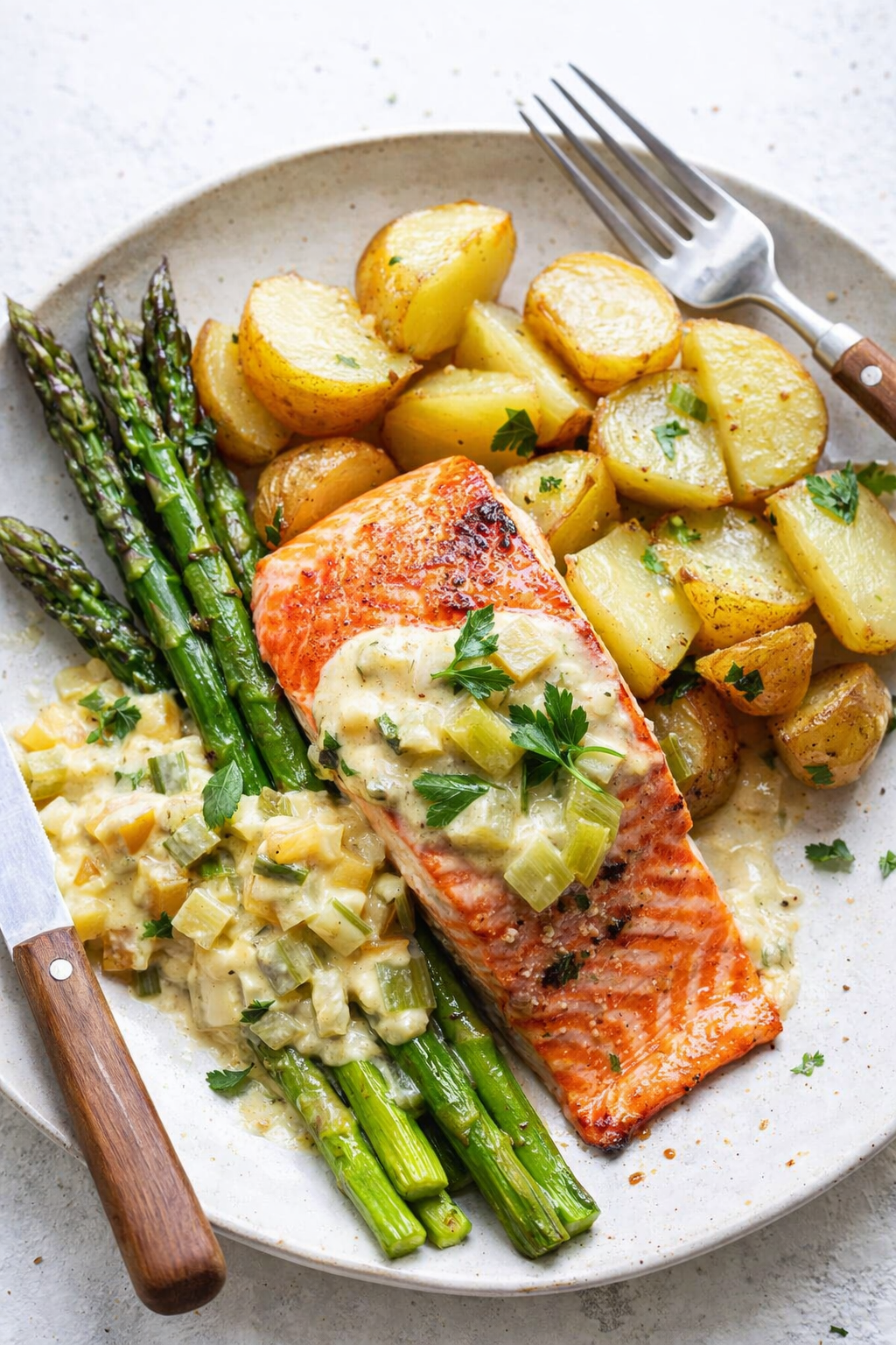Quick Spring Salmon with Leeks and Potatoes