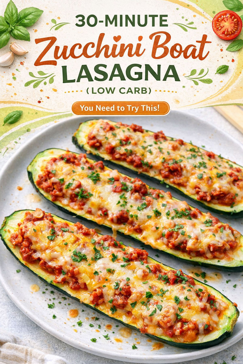 Quick Zucchini Lasagna Boats