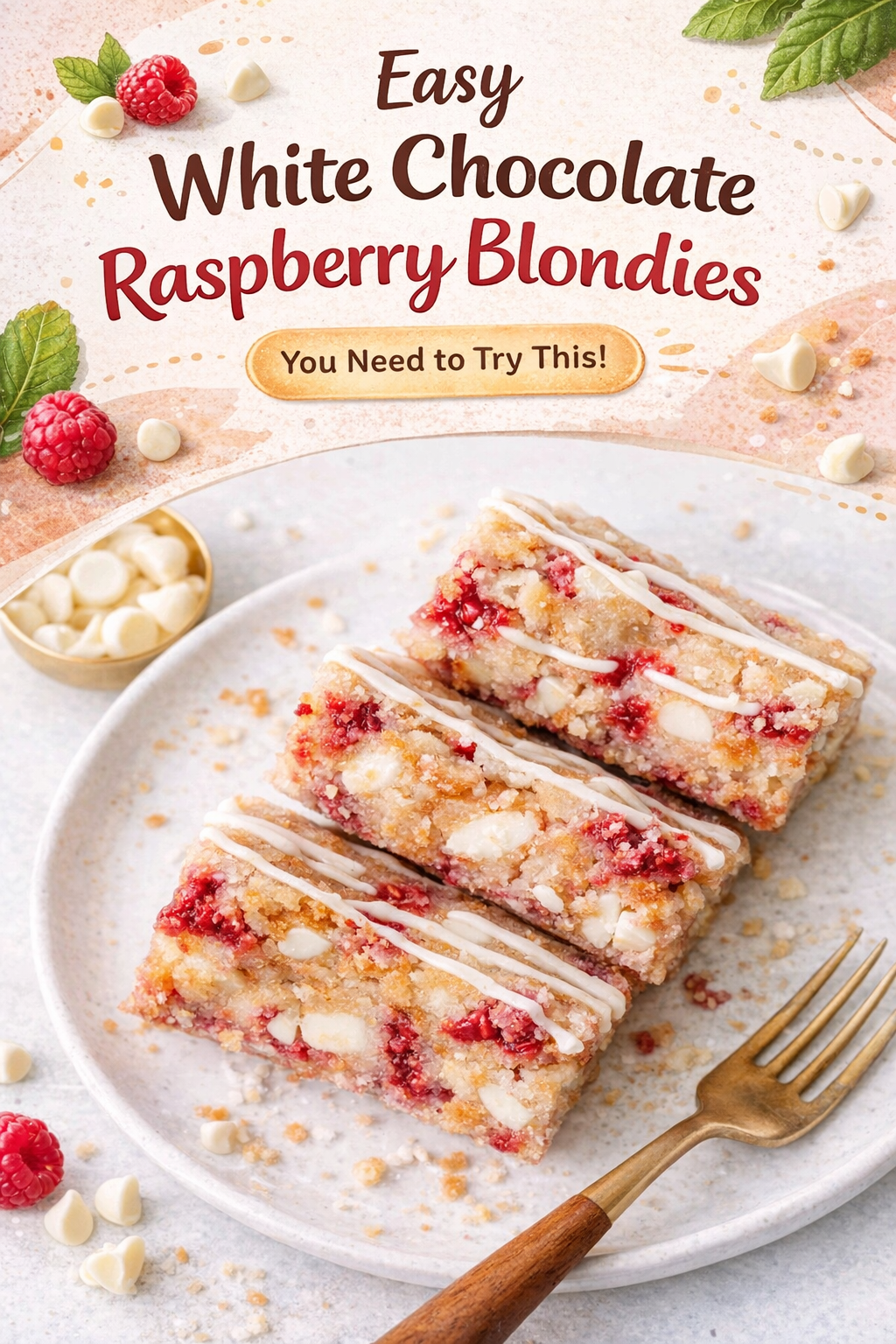 Raspberry White Chocolate Blondie Bars