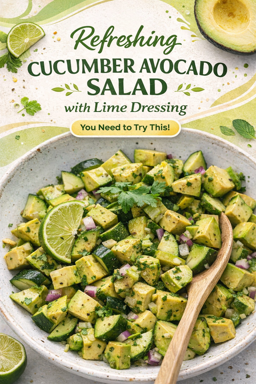 Refreshing Cucumber Avocado Salad with Lime Dressing
