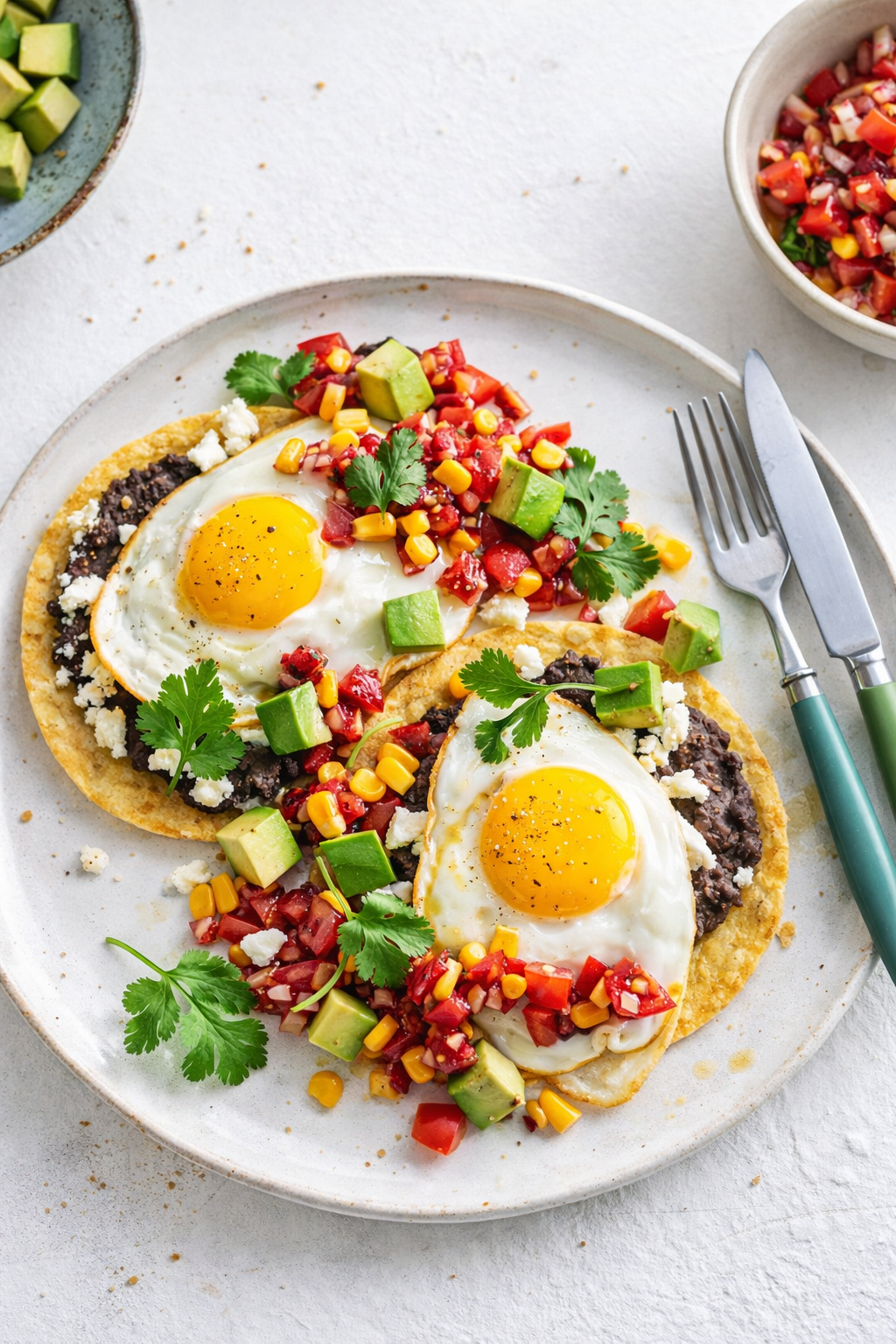 Savory Black Bean Tostadas with Fried Eggs