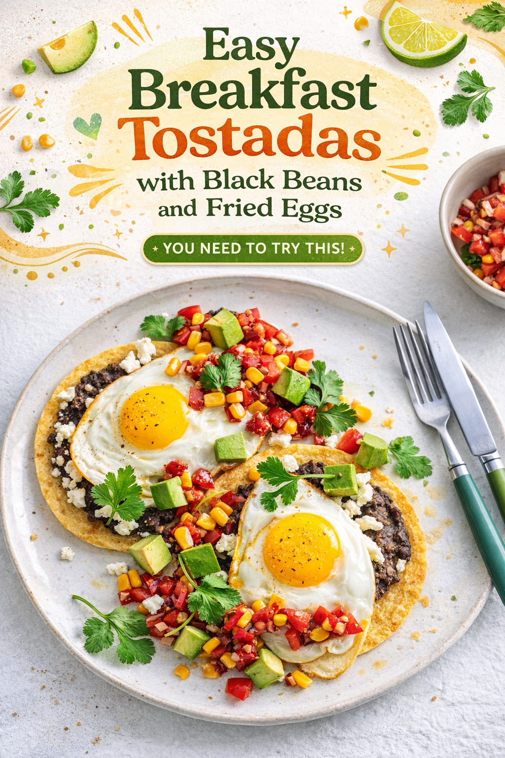 Savory Black Bean Tostadas with Fried Eggs