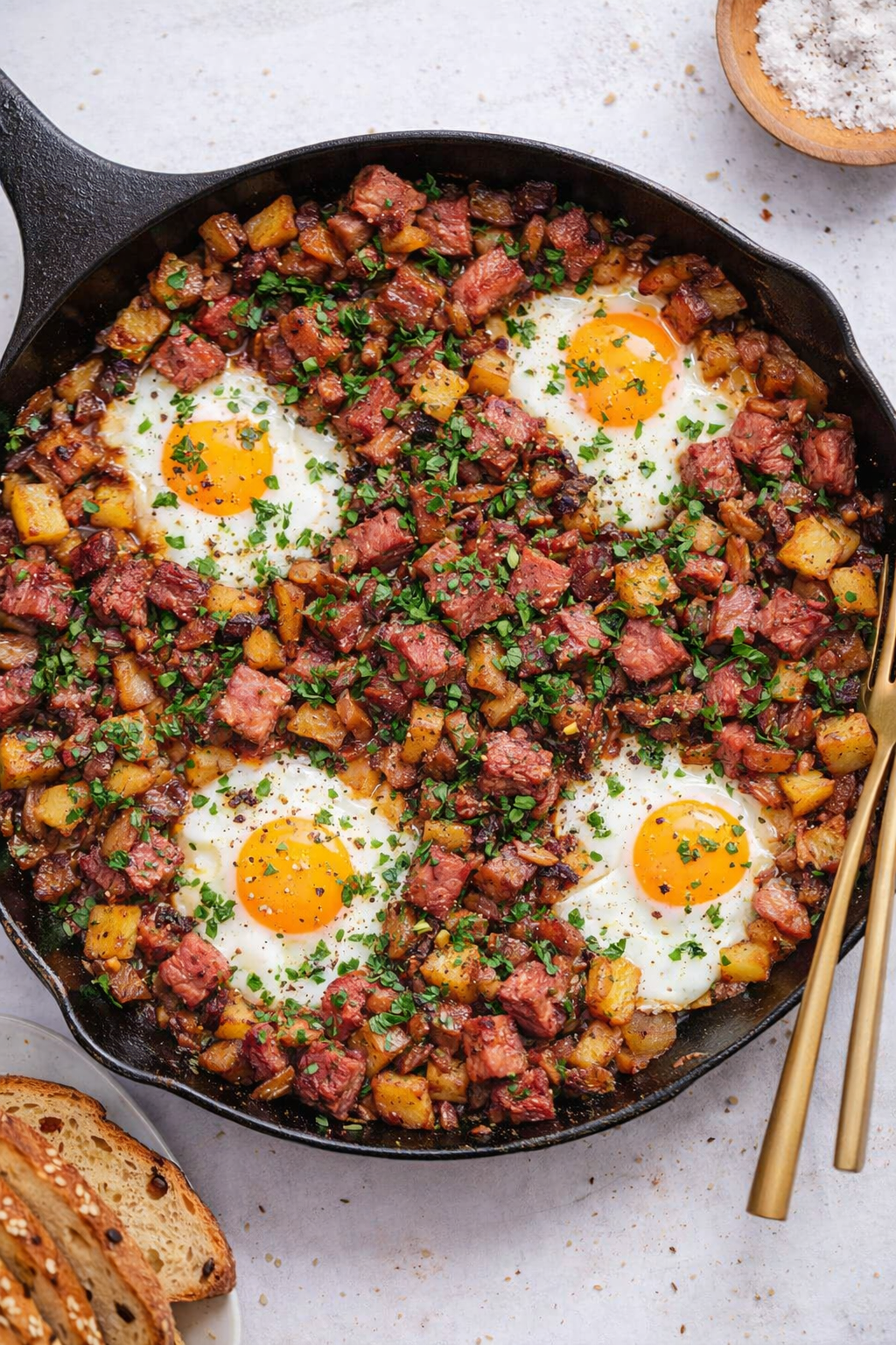 Savory Corned Beef Hash with Fried Eggs