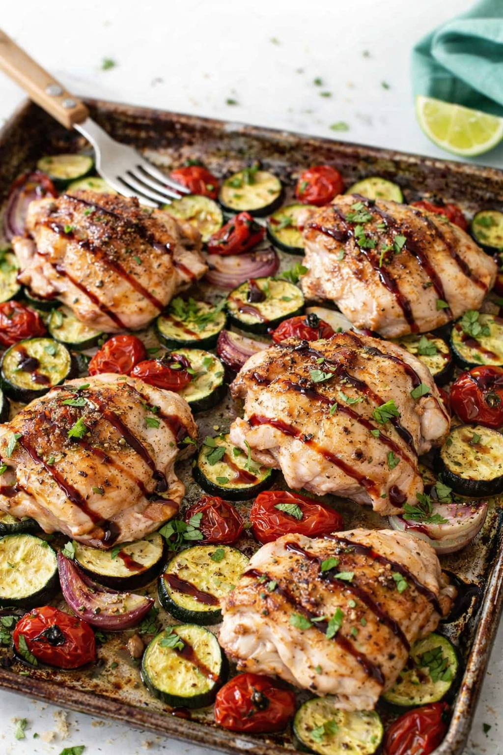 Simple Roasted Chicken and Zucchini Dinner