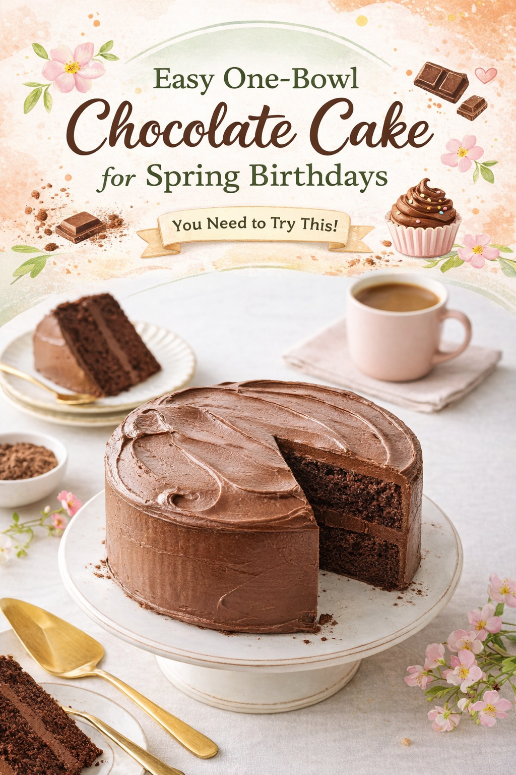 Simple Spring Chocolate Birthday Cake