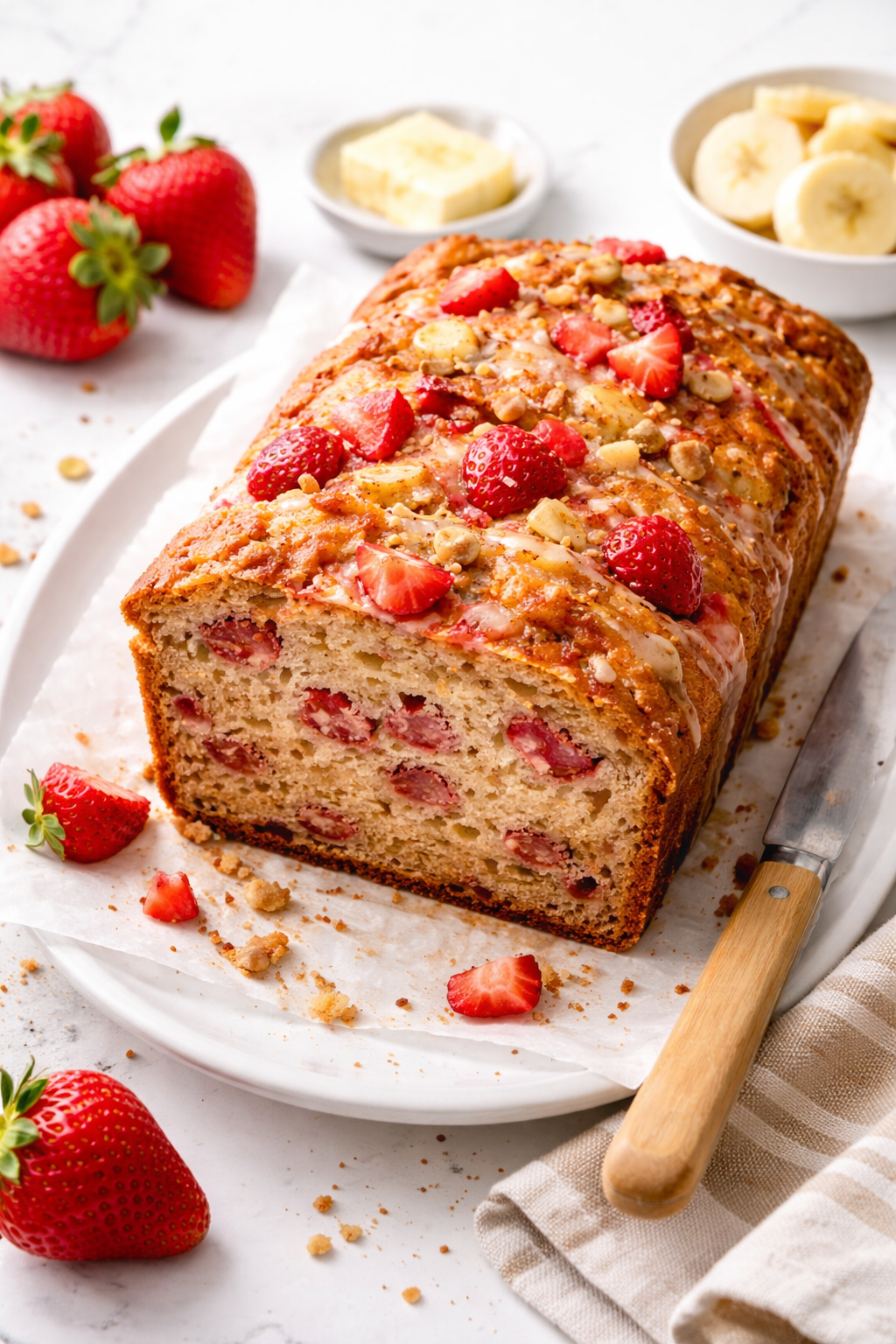 Simple Strawberry Banana Loaf