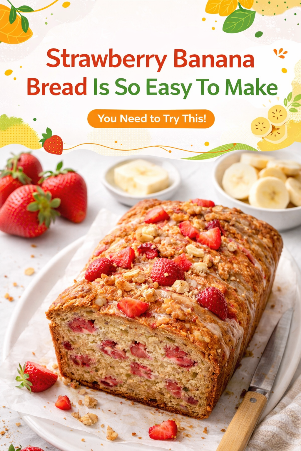 Simple Strawberry Banana Loaf