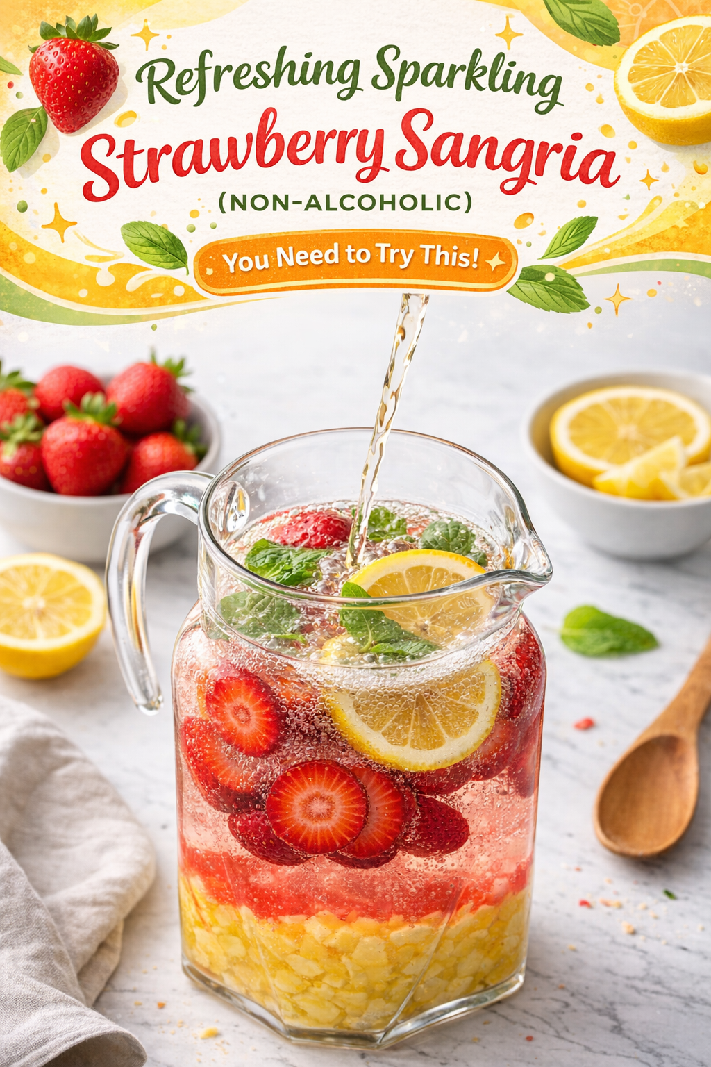 Sparkling Strawberry Sangria Mocktail