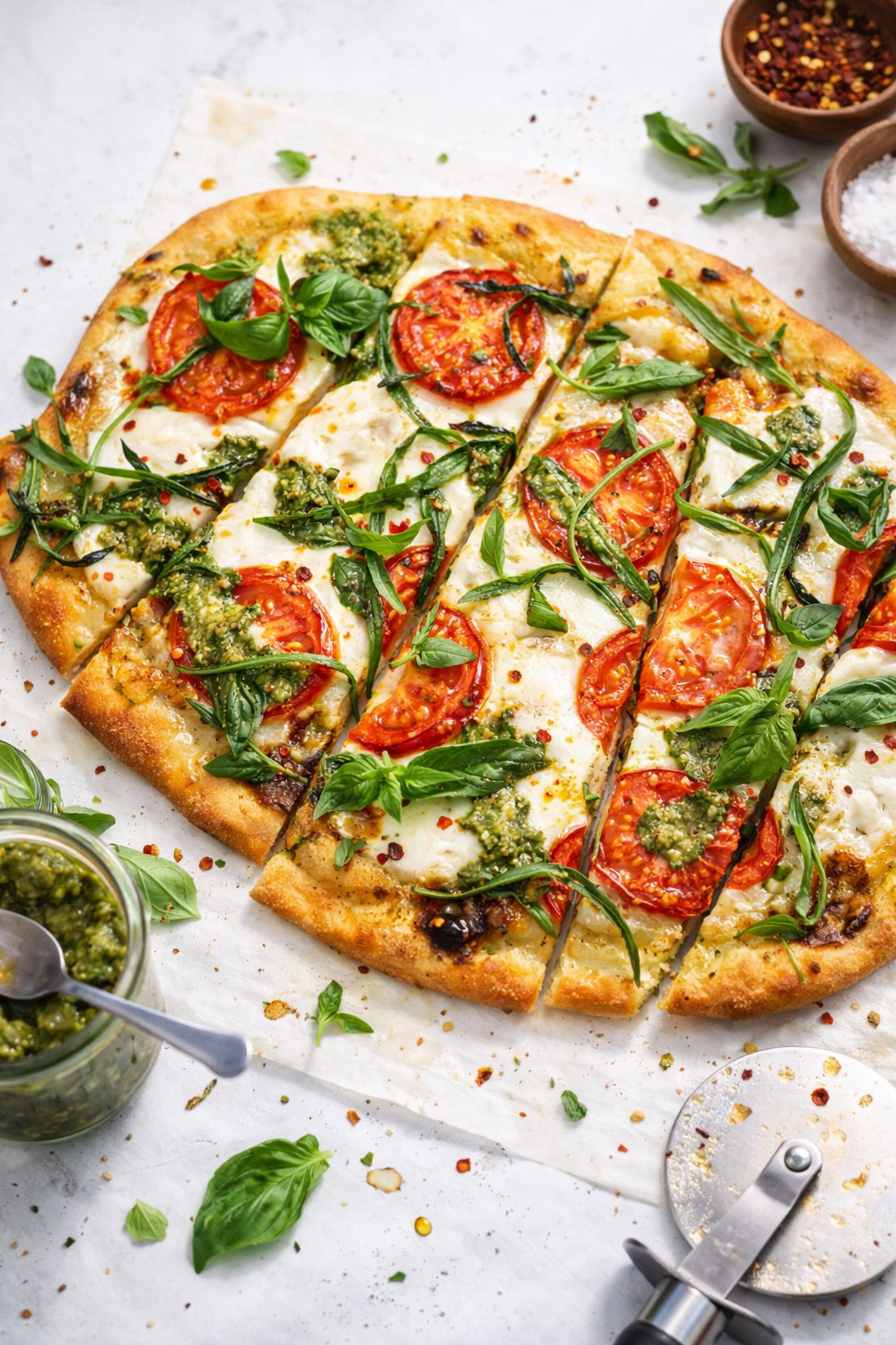 Speedy Margherita Flatbread in Twenty Minutes