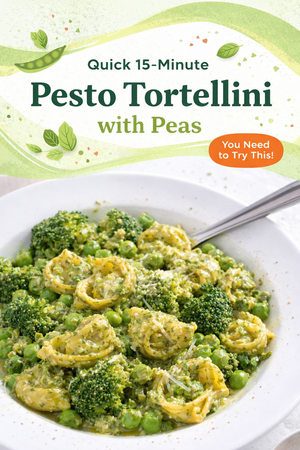 Speedy Tortellini Pesto with Peas