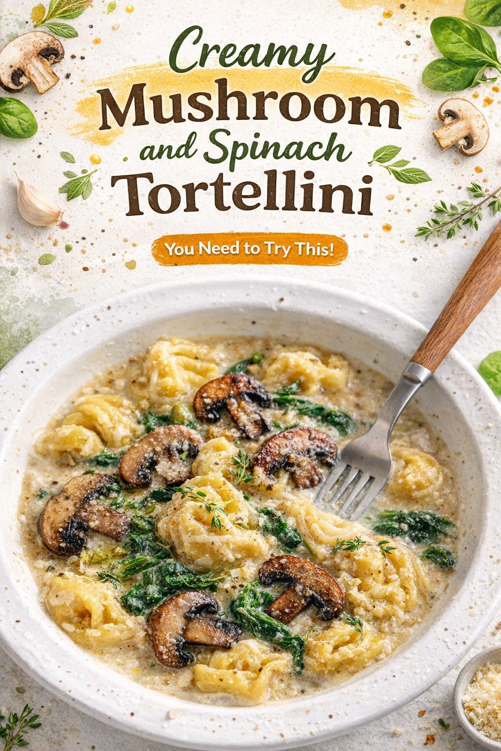 Spinach and Mushroom Stuffed Tortellini