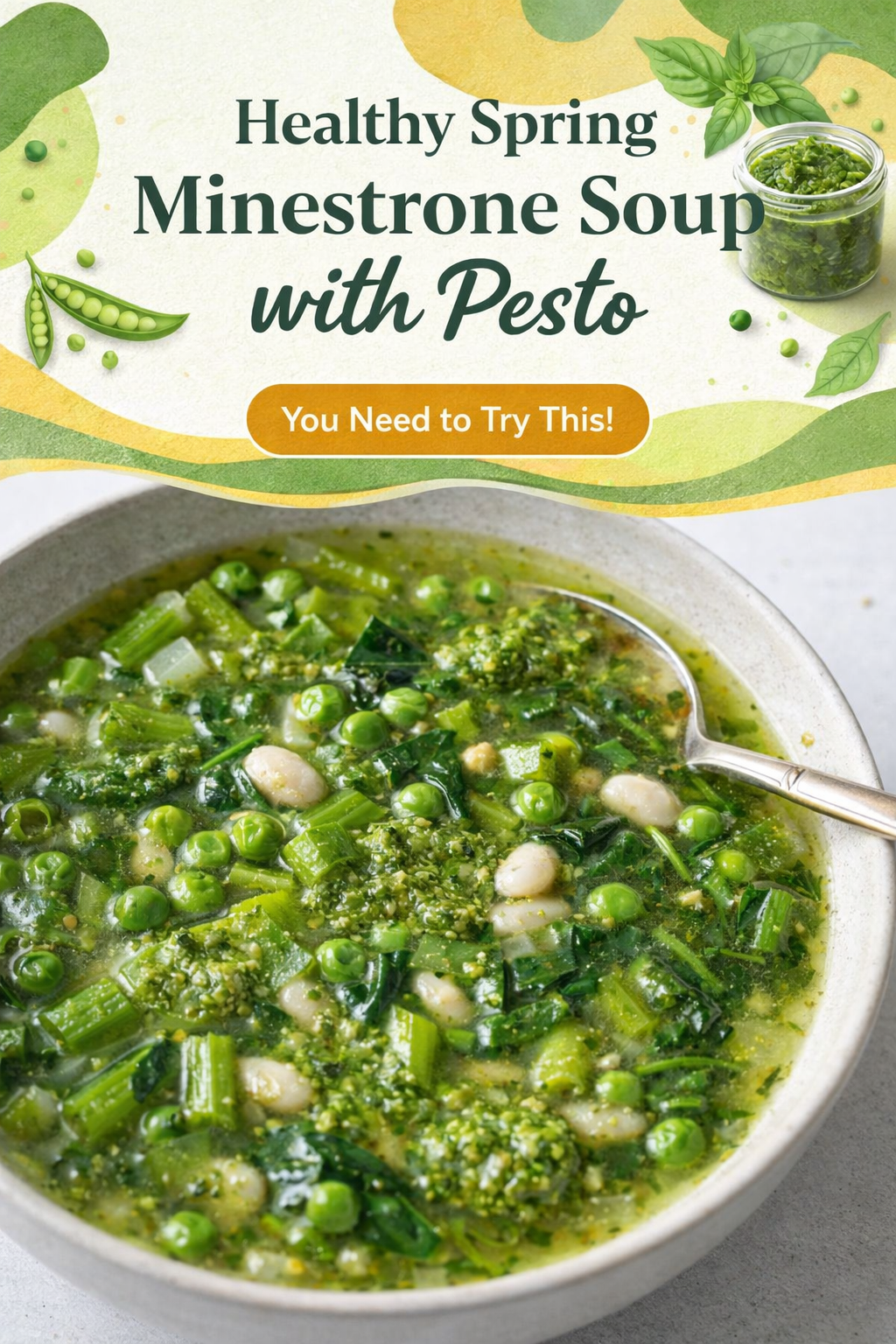 Spring Minestrone with Fresh Pesto Swirl