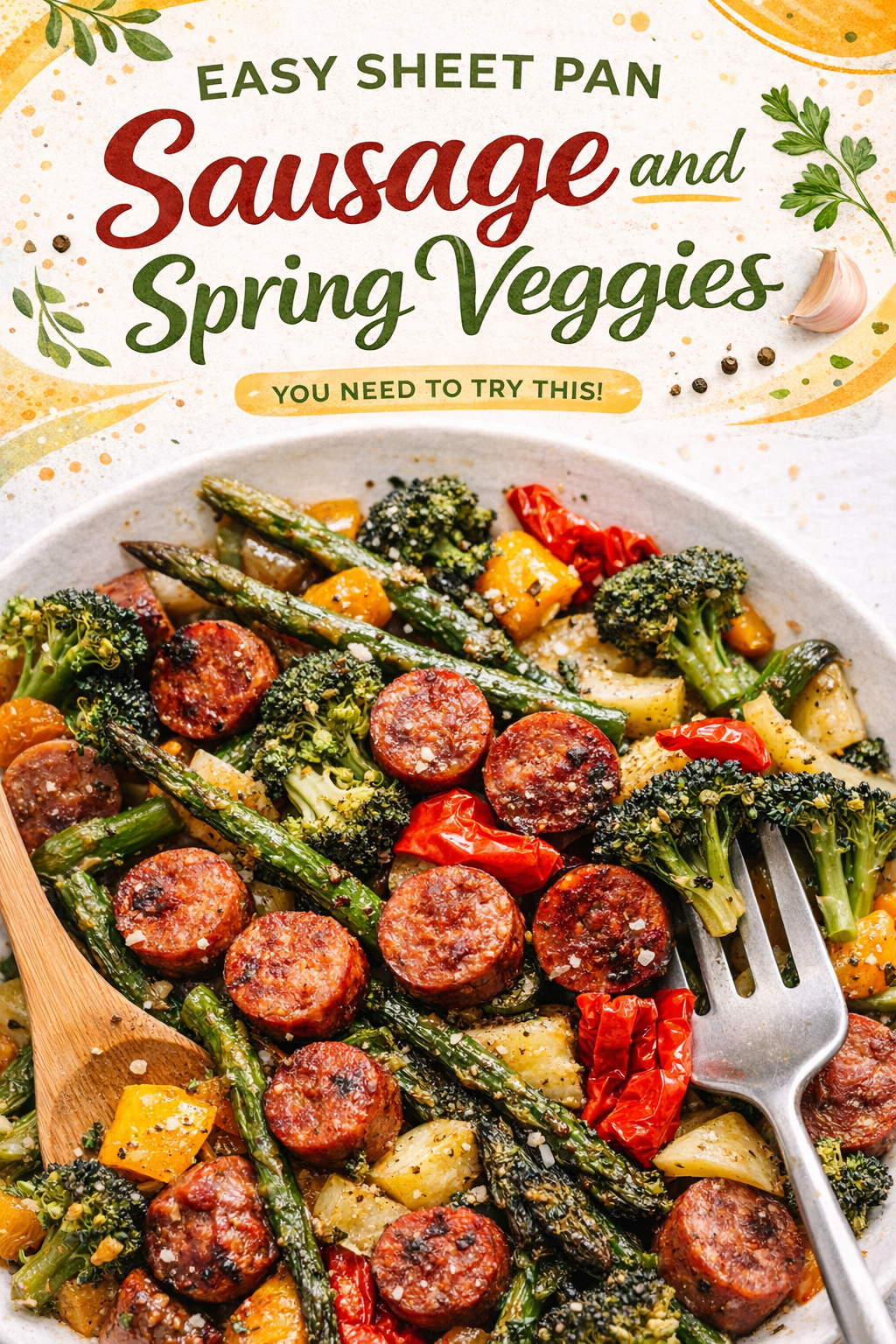 Spring Sausage and Vegetable Sheet Pan Bake