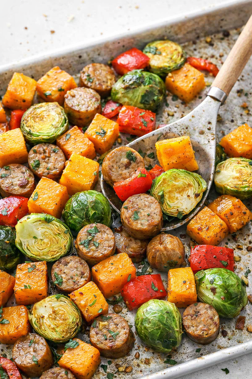 Spring Sausage and Vegetable Tray Bake