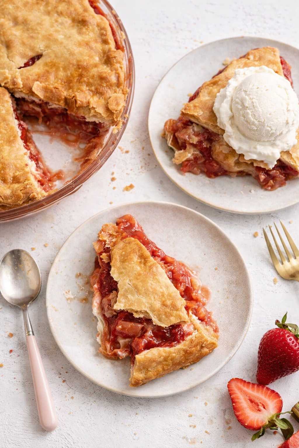 Strawberry Rhubarb Flaky Crust Pie