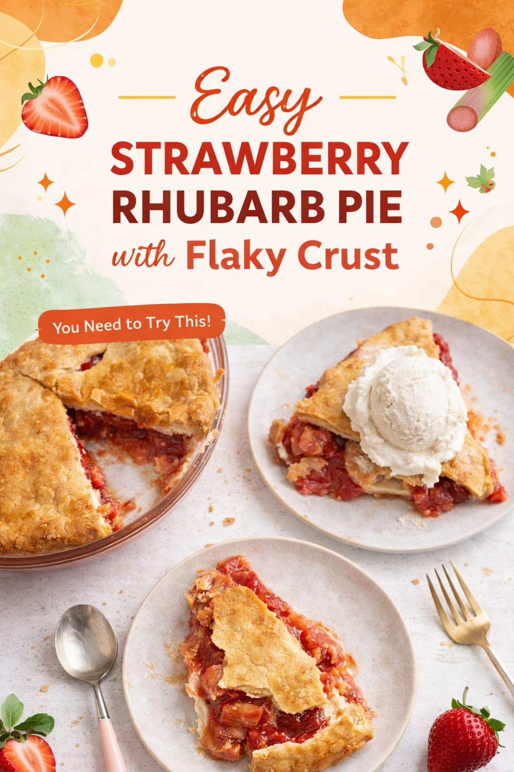 Strawberry Rhubarb Flaky Crust Pie