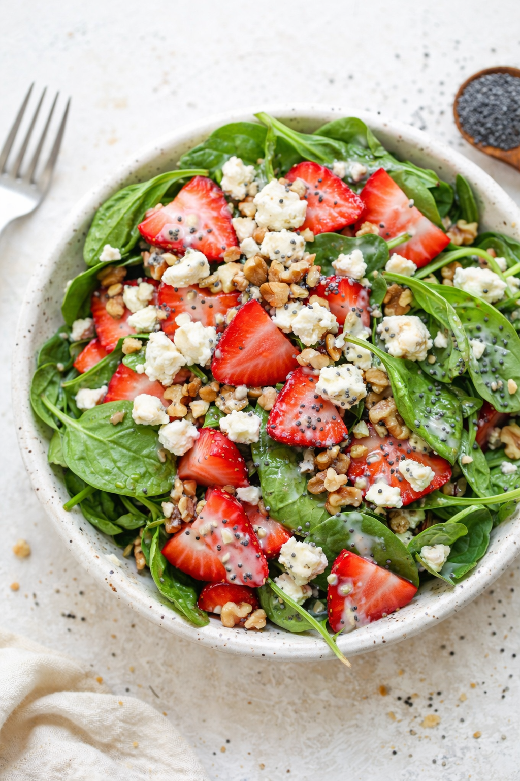 Summer Strawberry Spinach and Poppy Seed Salad