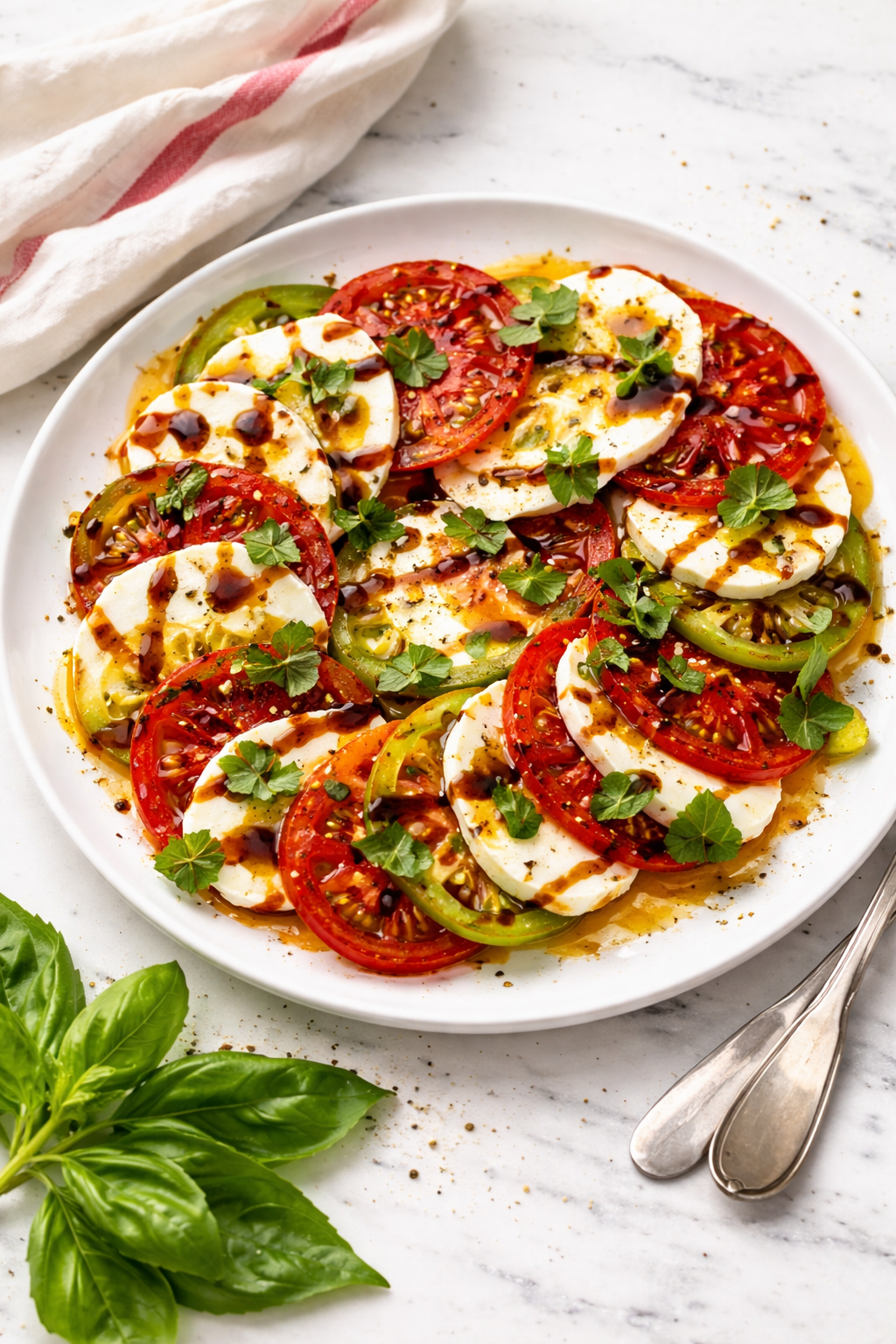 Summer Tomato Mozzarella Basil Drizzle