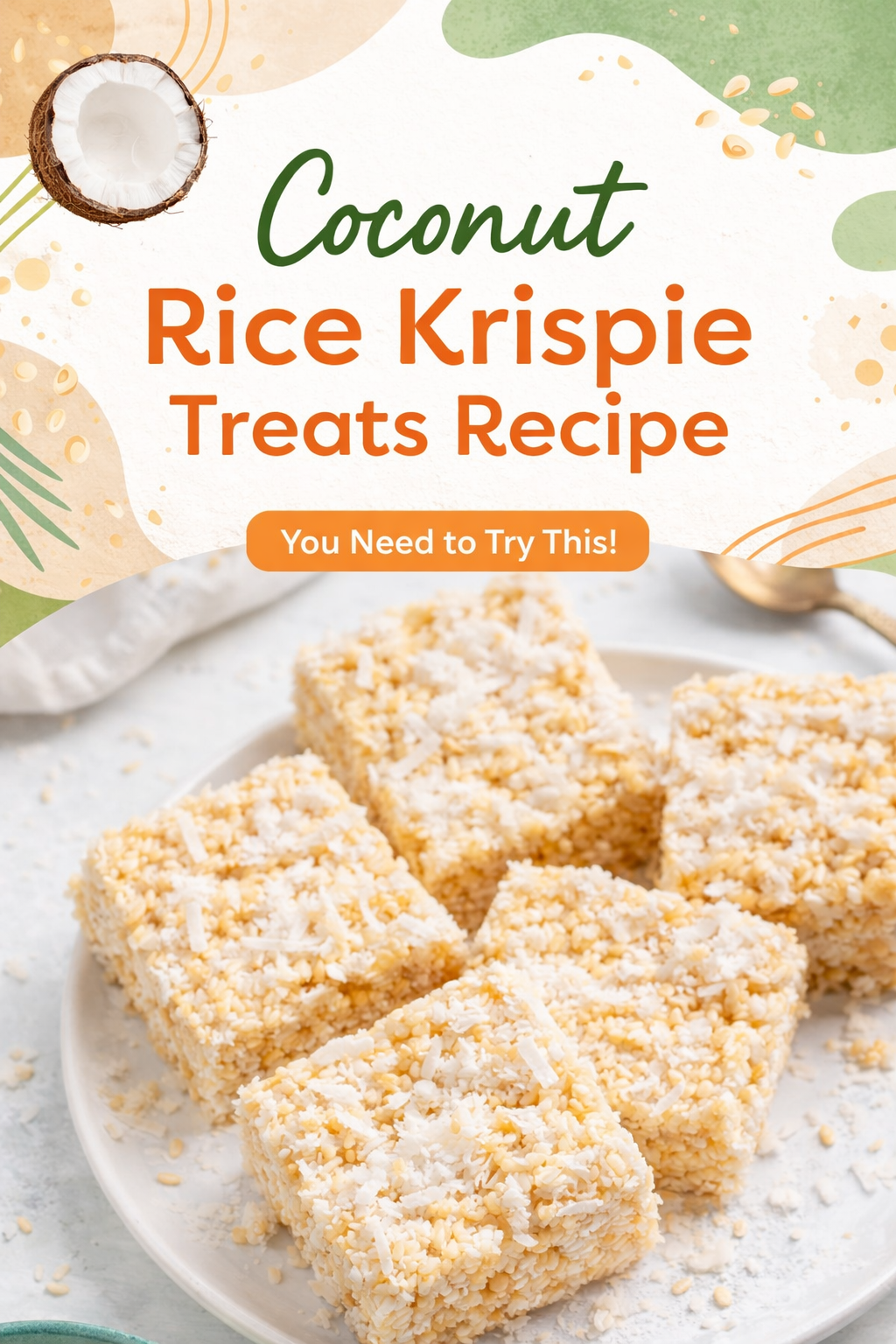 Tropical Coconut Krispie Squares