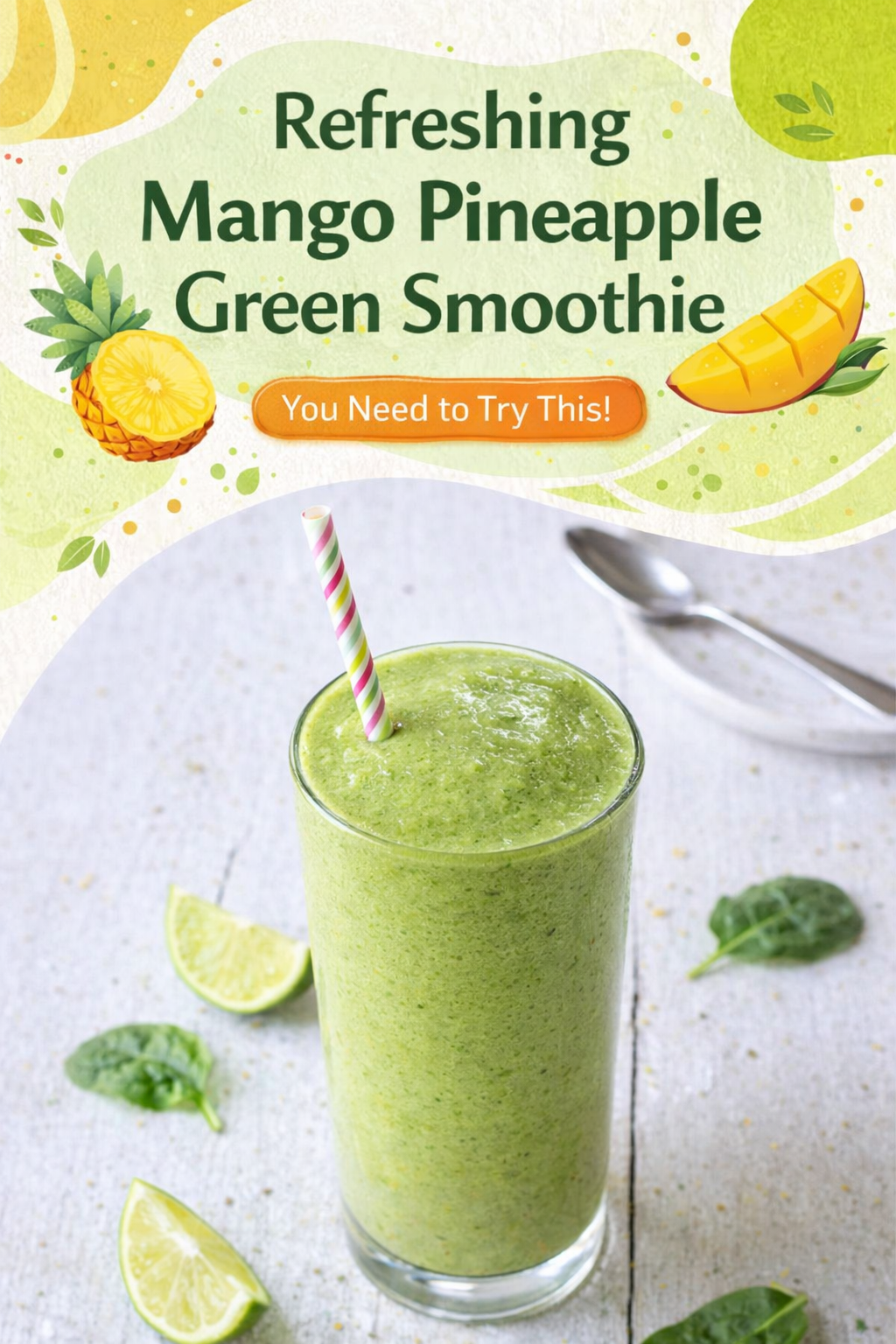 Tropical Mango Pineapple Green Smoothie