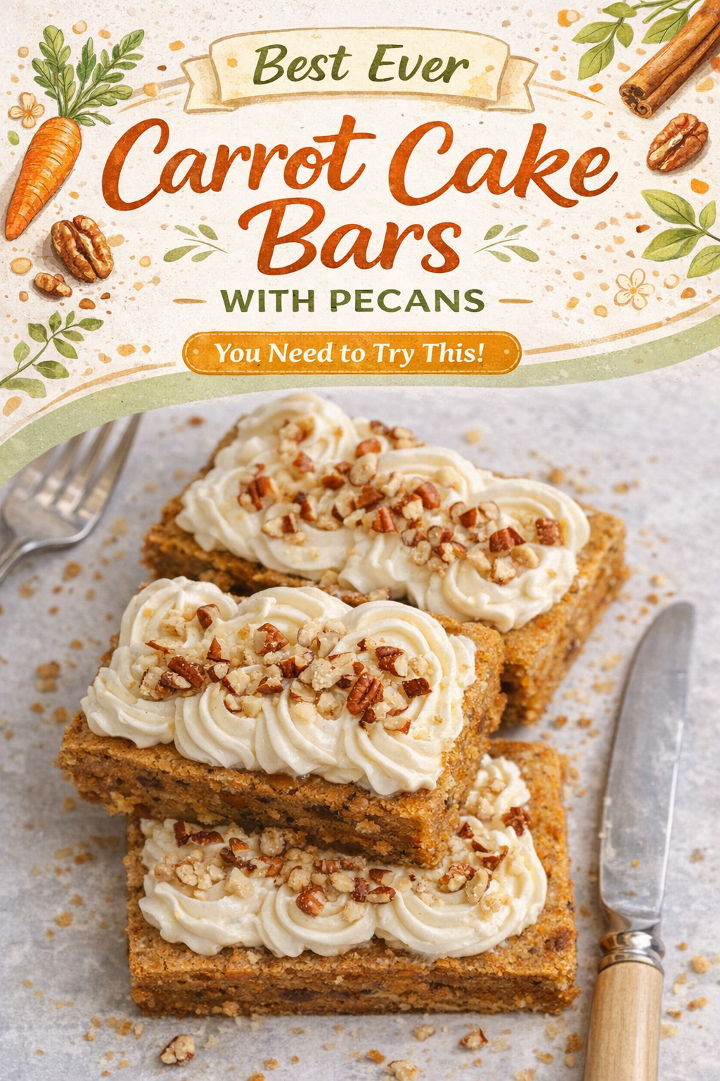 Ultimate Pecan Carrot Cake Bars
