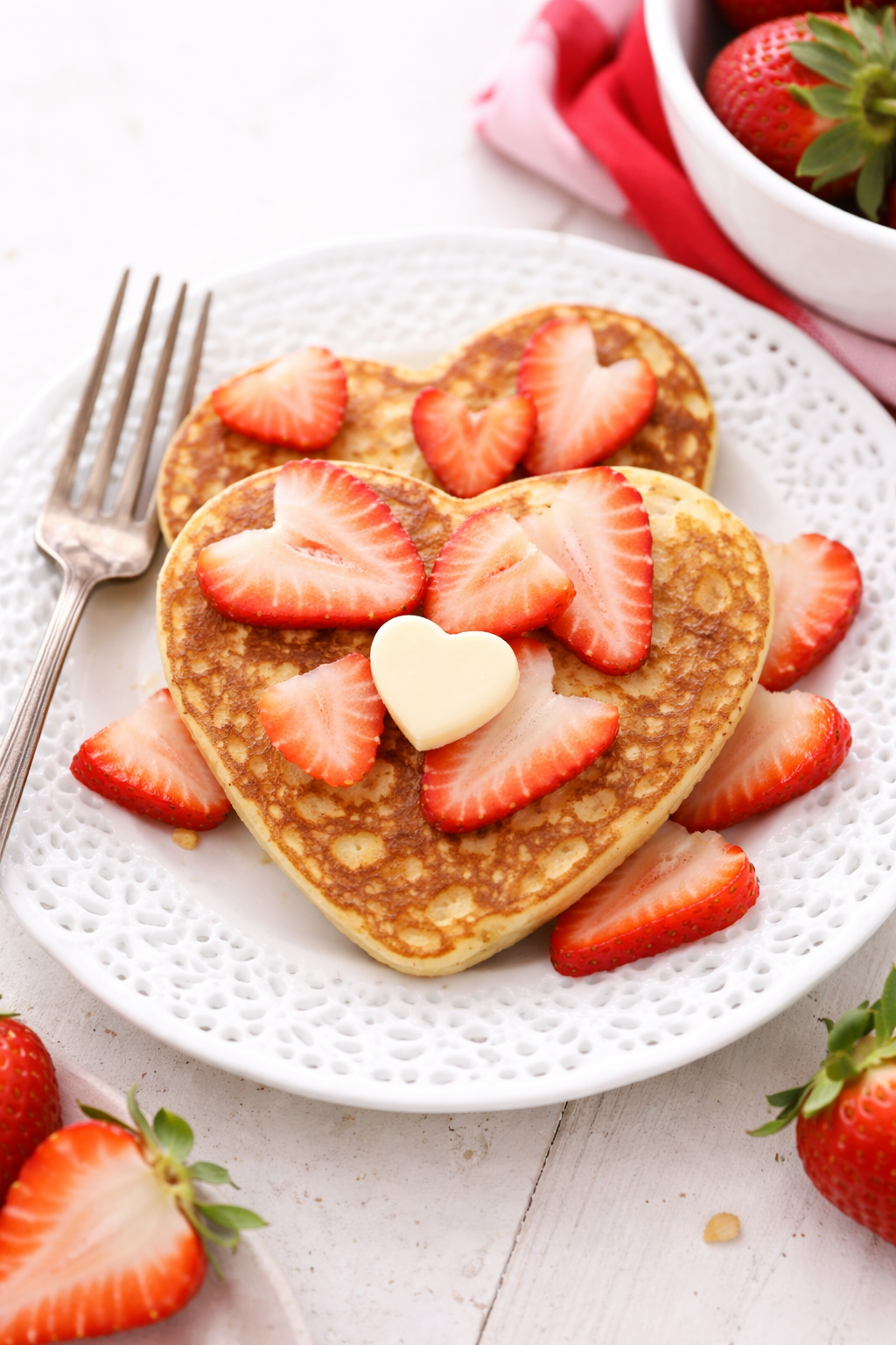 Valentine Morning Heart-Shaped Pancakes