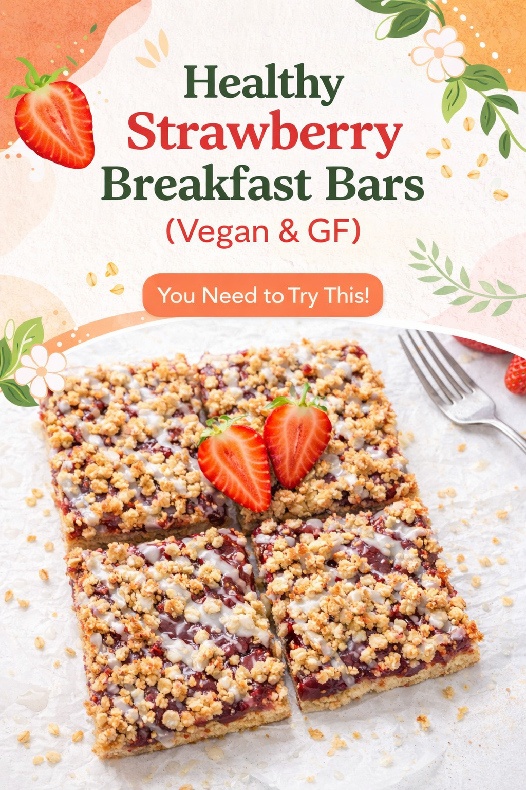 Vegan Strawberry Oatmeal Breakfast Bars