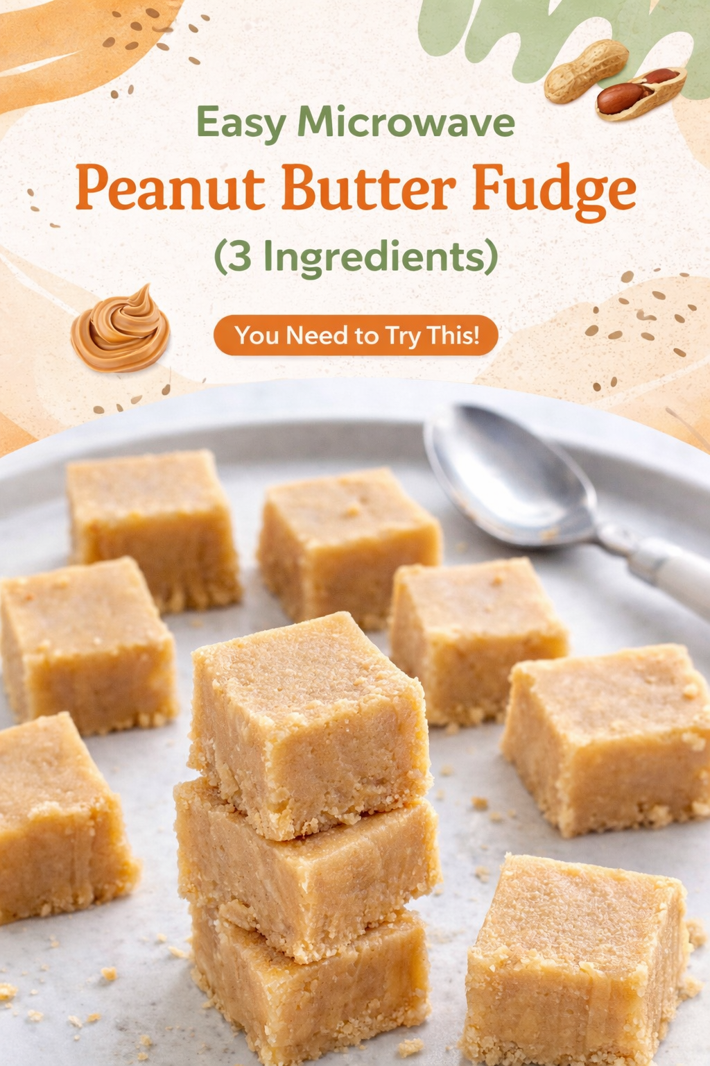 3 Ingredient Microwave Peanut Butter Fudge