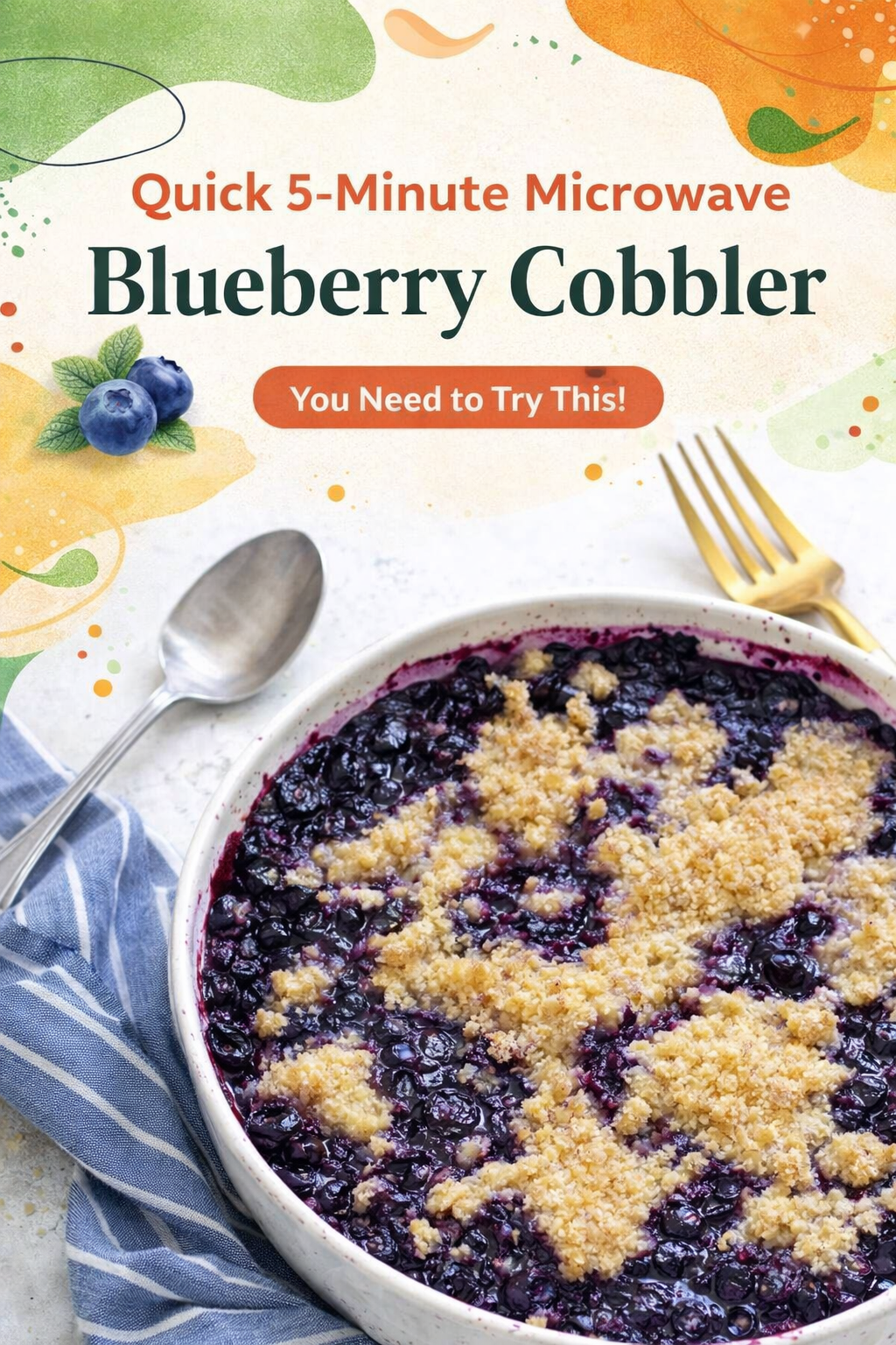 5 Minute Microwave Blueberry Cobbler