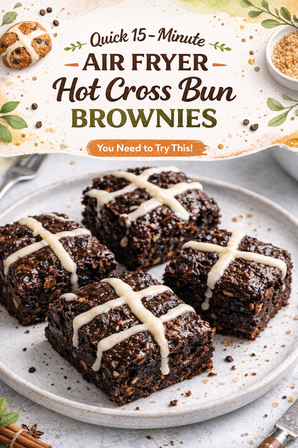 Air Fryer Hot Cross Brownies in Minutes
