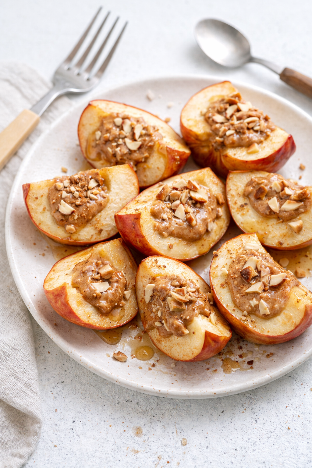Almond Butter Baked Apple Slices