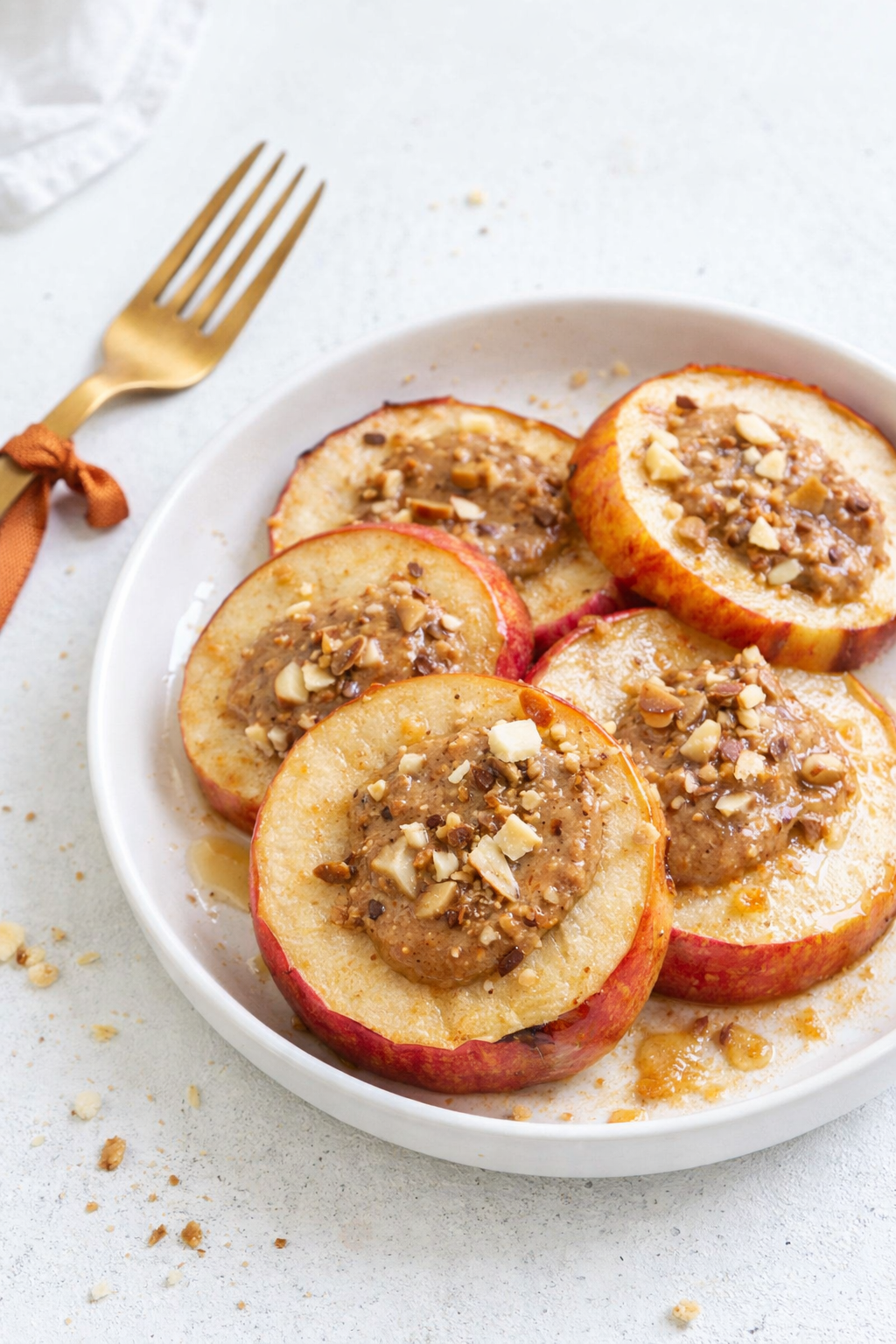 Almond Butter Baked Apple Slices