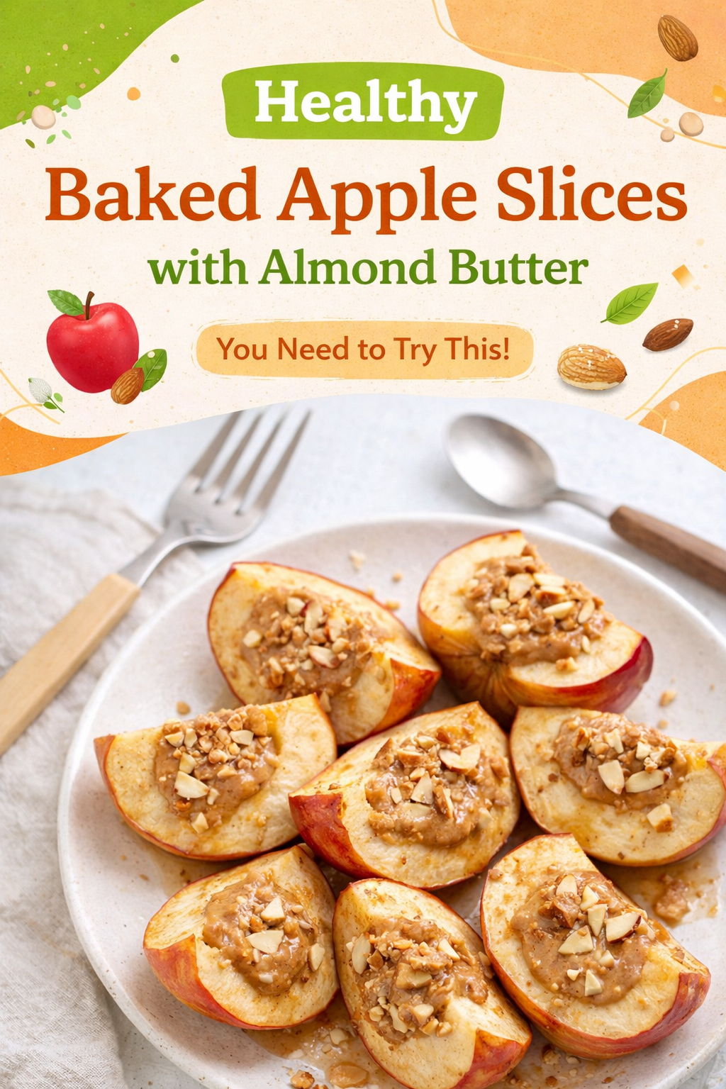 Almond Butter Baked Apple Slices