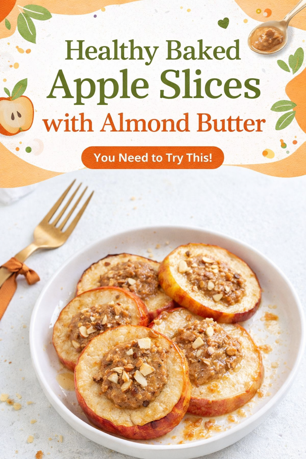 Almond Butter Baked Apple Slices