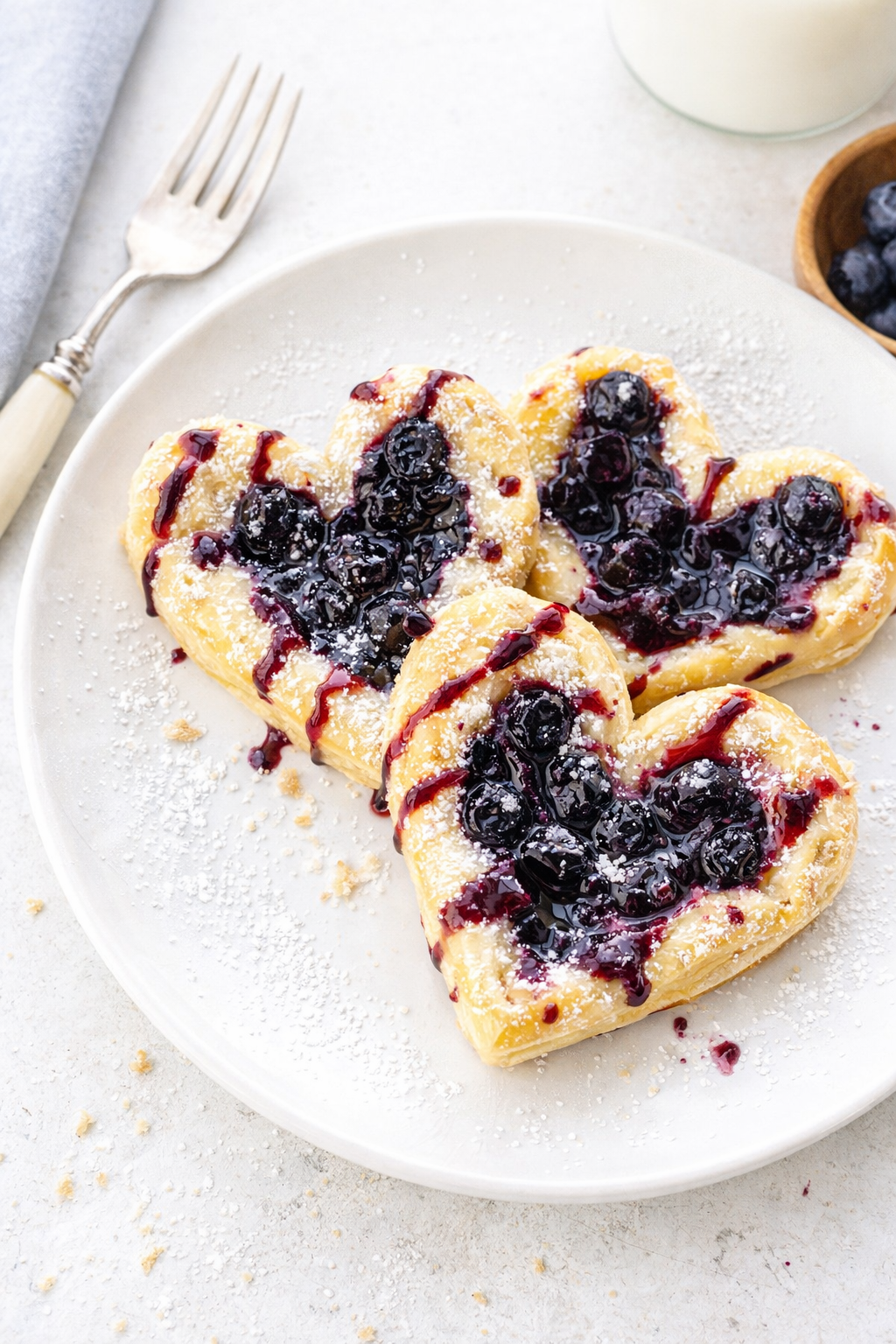 Blueberry Puff Pastry Hearts in 15 Minutes