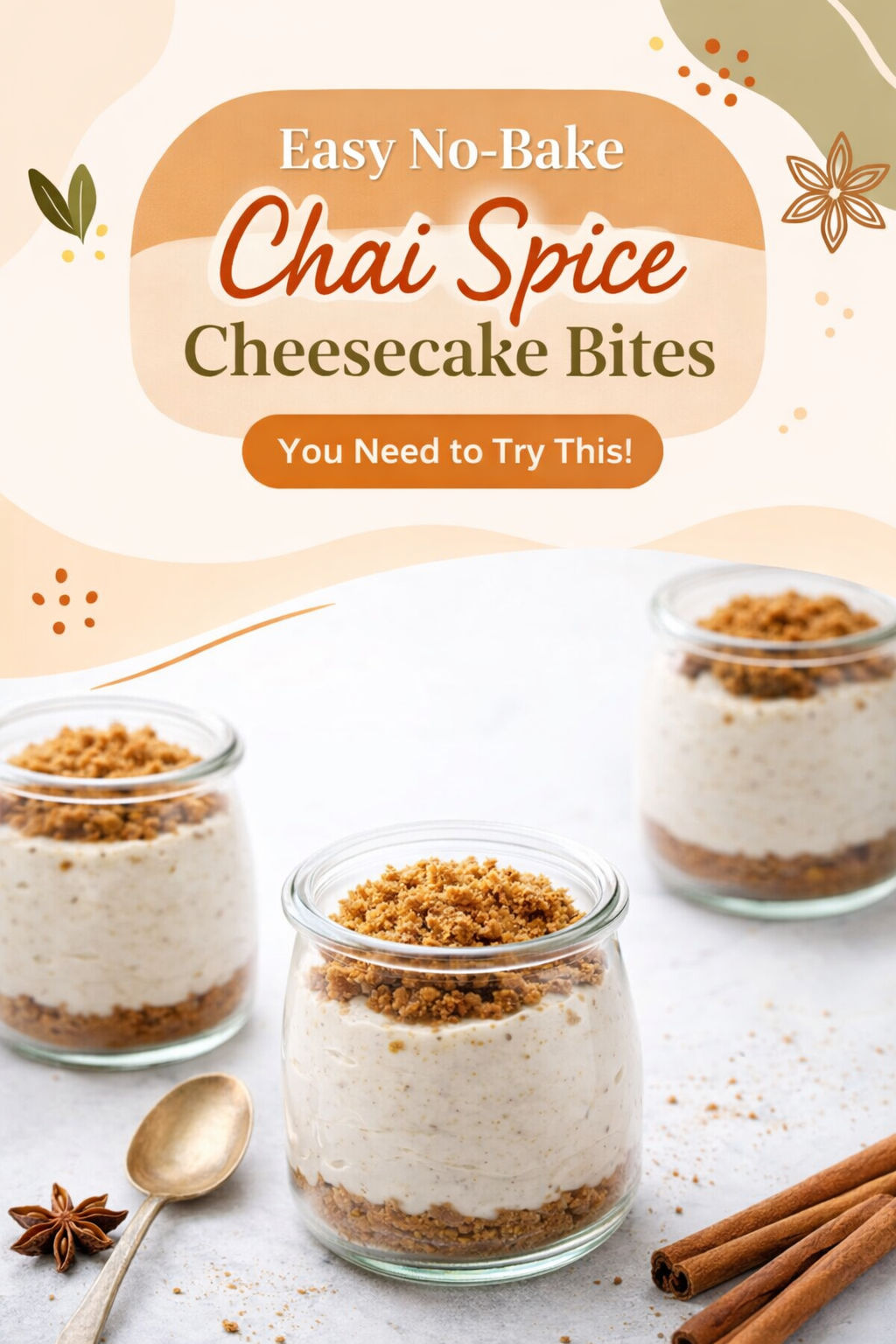 Chai Spiced No-Bake Cheesecake Bites