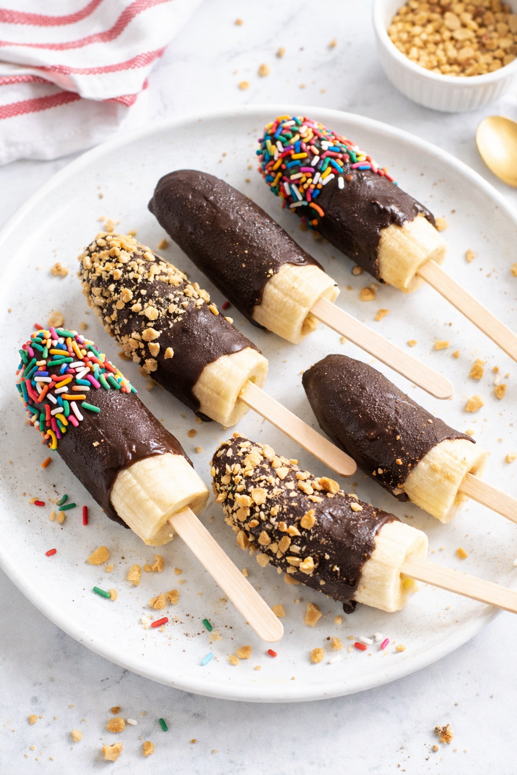 Chocolate Coated Frozen Banana Delights