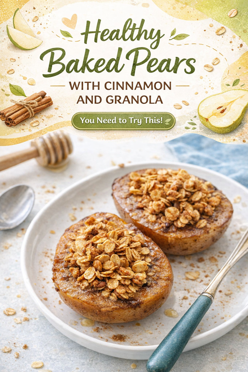 Cinnamon Granola Baked Pears