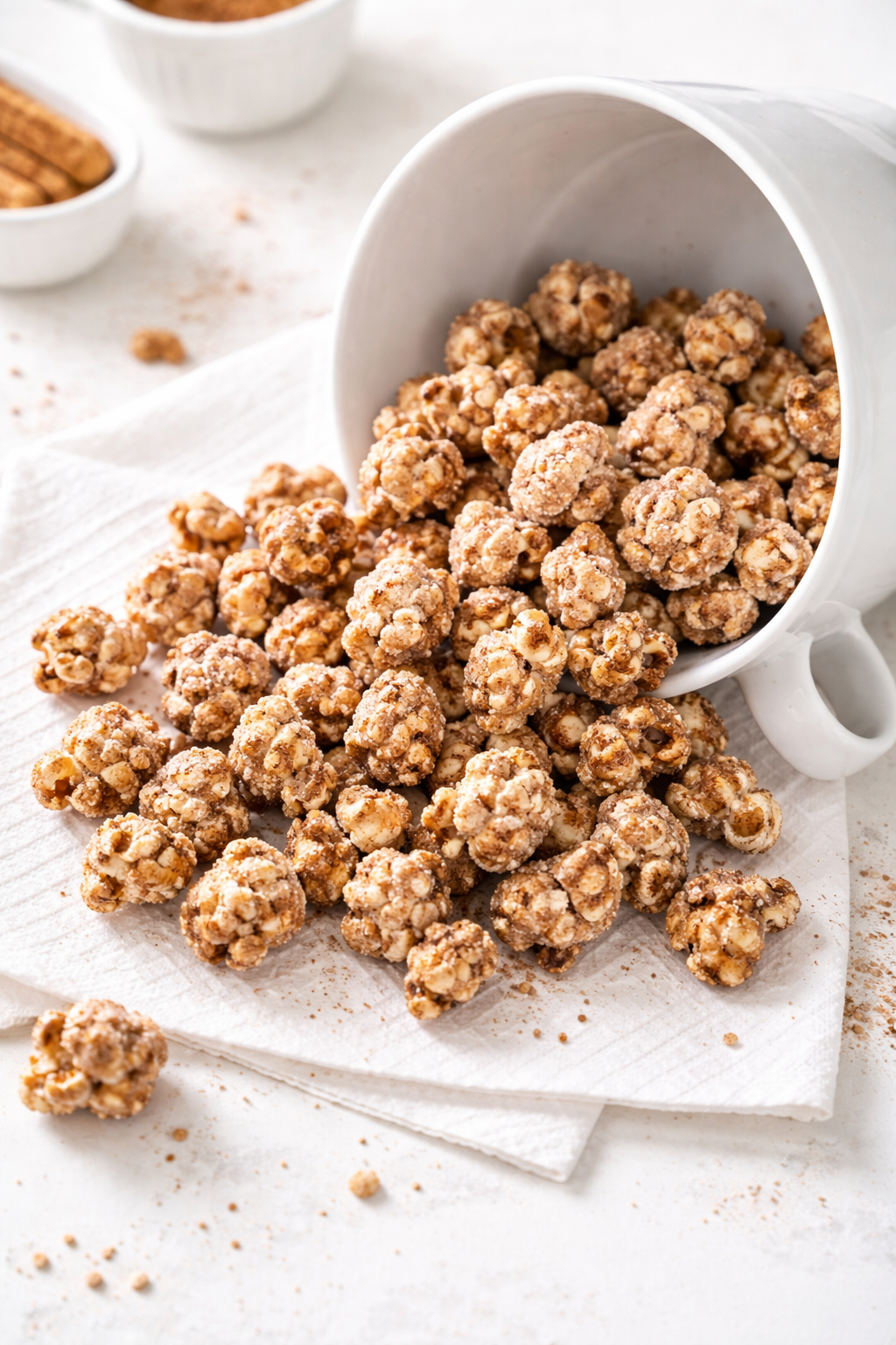 Cinnamon Sugar Churro Popcorn Bites